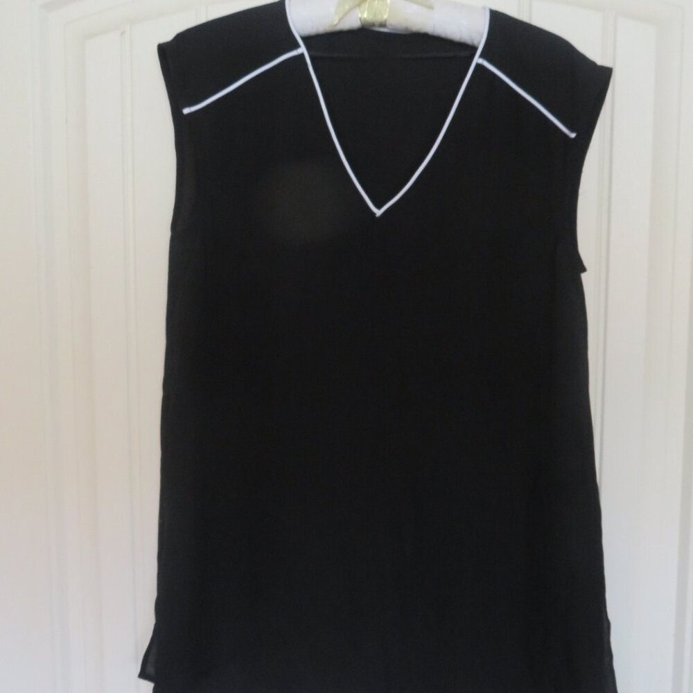 Joe FRESH Sheer Black & White TOP Small NWOT (K468)